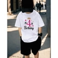thumbnail image 4 of MAWOTEA Girl's Birthday Crown Hearts and Stars Print T-shirt For Kids Birthday Celebration,Size 4 Years-12 Years, 4 of 5
