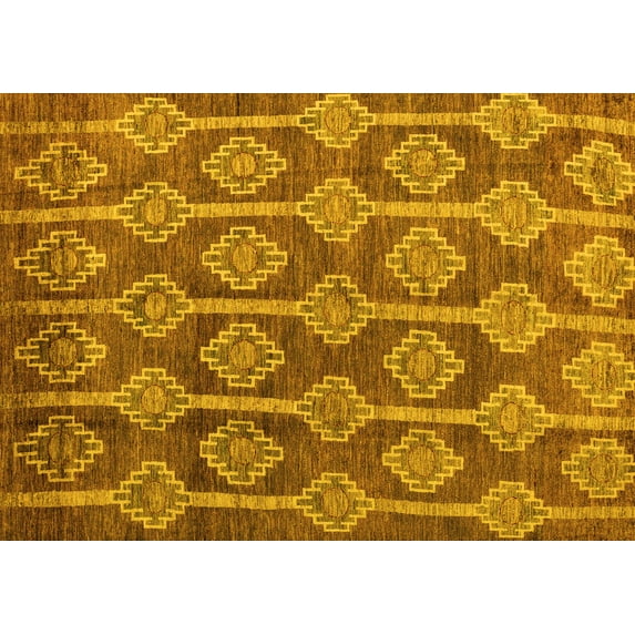 Ahgly Company Indoor Rectangle Abstract Yellow Modern Area Rugs, 6' x 9'