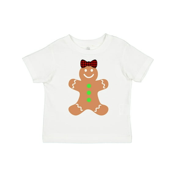 Inktastic Cute Gingerbread Girl with Red Plaid Bow Boys or Girls Toddler T-Shirt