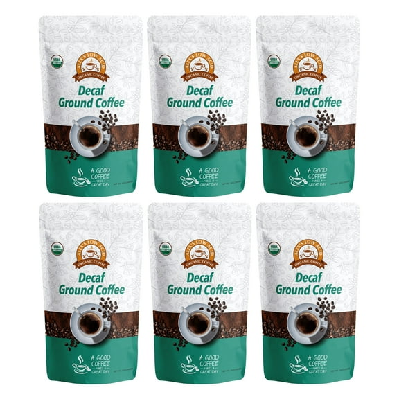 Alex's Acid-Free Organic Coffee - Fresh Ground Decaf (12oz) Size: 6 Bags