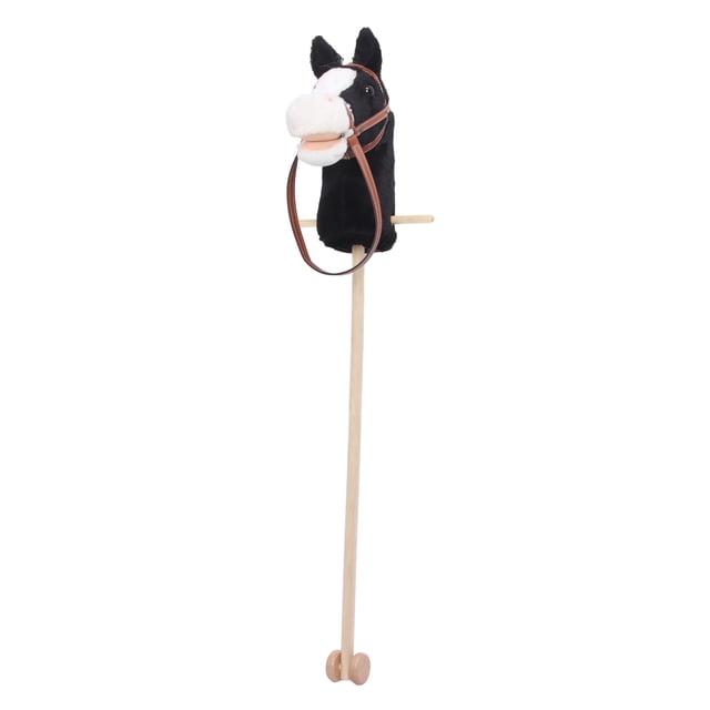 Jouet Bâton Tête de Cheval pour Enfants, Expression Mignonne, Peluche Douce, Bâton Cheval avec Roues Coulissantes