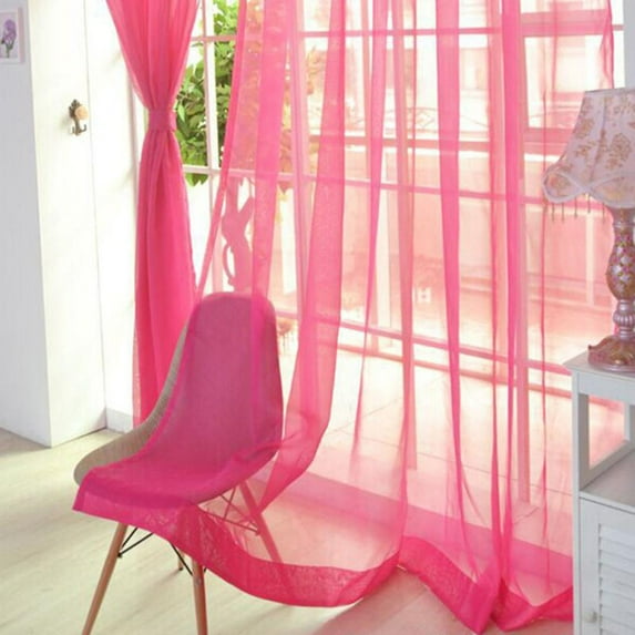 Yipa 2 Sizes Solid Color Sheer Curtains, 39" Width Tulle Scarf,VoileValance Curtain Panel,Rod Pocket Window Drapes