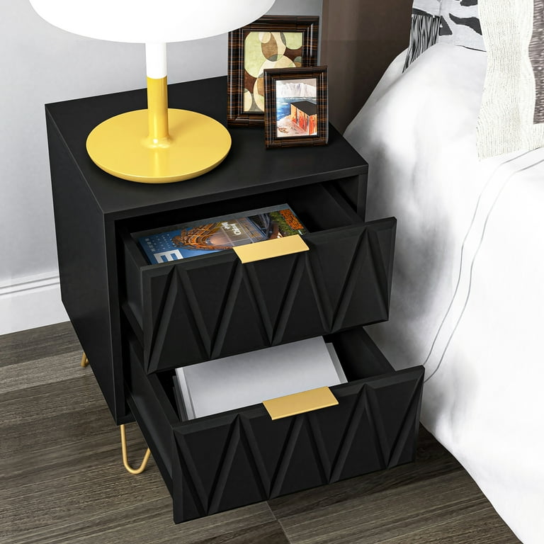 Black nightstand with gold cheap accents