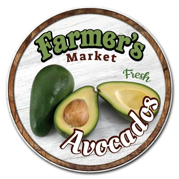 SignMission C-24-CIR-WS-Avocados Corrugated Plastic Sign with Stakes 24 in. Circular - Farmers Market Avocados