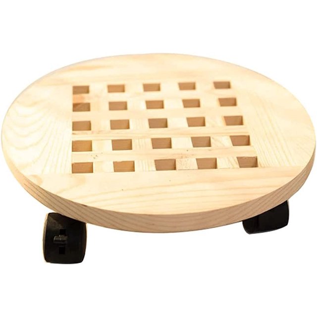 Carro para plantas, soportes para macetas de 25 cm / 9,8 pulgadas con ruedas, estante para macetas, carbonizado, resistente a la corrosión, impermeable, para jardín interior y exterior (pino natural) JFHHH pequeña