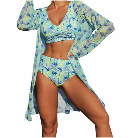 Lime Green Womens Tankini Sets Top Swimwear Micro Bikini Tankini Kimono Cover Up Shorts Sets for Women Sexy Hawaiian Seamless Triangle Two Piece Slit Tankini M