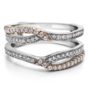 Brilliant Moissanite Mounted in Sterling Silver Infinity Wedding Ring Guard Enhancer (0.37ctw)