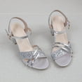 thumbnail image 5 of Women's Heels Chunky Block Strappy Square Open Toe Sandals Ankle Strap Heeled Dress Sandal Ladies Summer Wedding Party Shoes Size 8 Silver, 5 of 6
