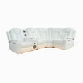 thumbnail image 3 of Naomi Home Chicago Corner Sofa white Air Leather, Premium 5-Seater Reclining Sofa with Console, Cup Holders, USB Ports, Pillow Top Armrests & Split Back Design, -Color:White, 3 of 11