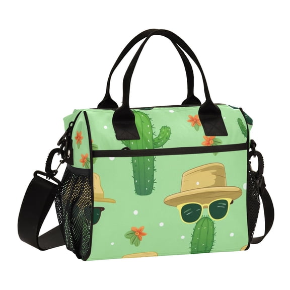 Cactus Hat Sunglasses Lunch Bag Insulated Lunch Box Leakproof Reusable Cooler Tote Adjustable Shoulder Strap for Men Women 9L