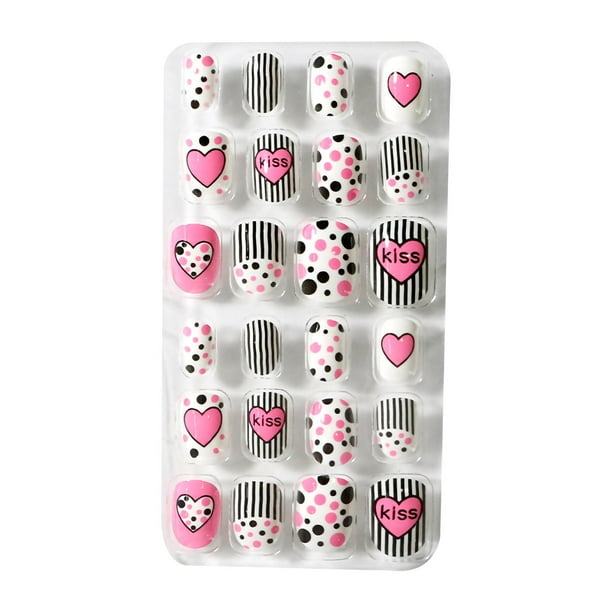 Uñas postizas, uñas postizas, regalos para mujeres, 24 bolsas de uñas para usar, uñas terminadas, uñas para niños, uñas terminadas, pieza de uña