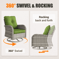 thumbnail image 6 of 11-Piece Patio Furniture Set, Outdoor Patio Furniture with 55,000 BTU Fire Pit Table, Swivel Chairs Set, Thick Cushions, Modular Patio Sofa, Dual-Strand Rattan, Rust-Resistant Frame, Grass Green, 6 of 12