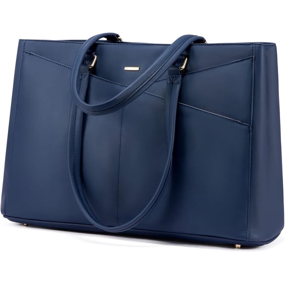 RKXQT Laptop Bag for Women 15.6 Inch Tote Bags Waterproof Leather Briefcase Computer Women Business Office Work Bag,Navy Blue