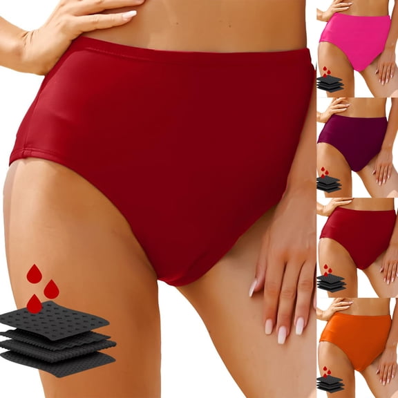 YHAJDS Womens Swim Bottom High Waist Solid Color Swim Shorts For Period Use