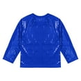 thumbnail image 6 of AWZXDE Long Sleeve Shirt Unisex Kids Glitter Graphic Tee Top Cool Round Neck Shirt for Girls Boys Casual Party Wear Childrens Fashion Tops with Rhinestones Blue,12-14 Years, 6 of 6