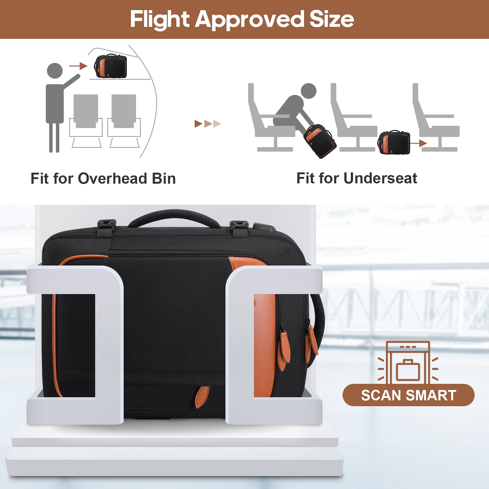 UKEIN Travel Backpack for Men & Women Carry On Backpack Flight Approved 40L Waterproof Anti-Theft Personal Item Backpack with Packing Cubes and Shoe Pocket