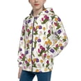 thumbnail image 2 of Xecao Tulips Flowers Pattern Zip Up Hoodies for Boys Girls, Sweatshirt with Pockets-Medium, 2 of 6