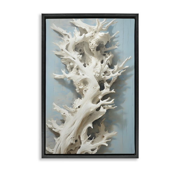 Stupell Industries Winding Spiney Coral Animals & Insects Painting Black Floater Framed Canvas Art Print Wall Art, 17 x 25