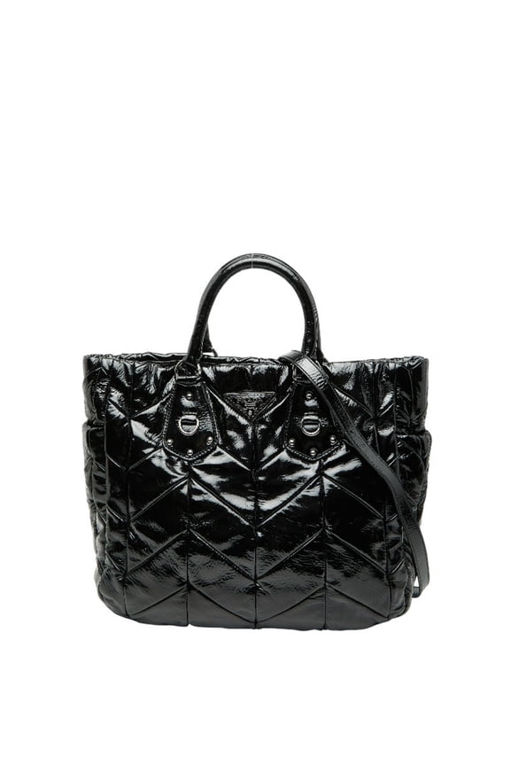 Pre-Owned Prada Quilted Handbag/Shoulder Bag, 2-Way, BN1543, Black Nylon, Women's, PRADA