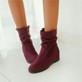 thumbnail image 3 of B91xZ Bottes de Combat pour Femmes Talon Bas Bottines Chelsea Mode avec Fermeture Éclair Intérieure, Vin 6.5, 3 of 5