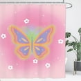 thumbnail image 3 of SPXUBZ Butterfly Ombre Shower Curtain Abstract Girls Pink Polyester Fabric 12 Plastic Hooks Waterproof Decor 72x72 inches, 3 of 7