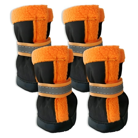 TELOLY 4Pcs Dog Shoes Paw Protection Dog Boots Outdoor Adventure Dog Winter Boots Orange 5*4.2cm