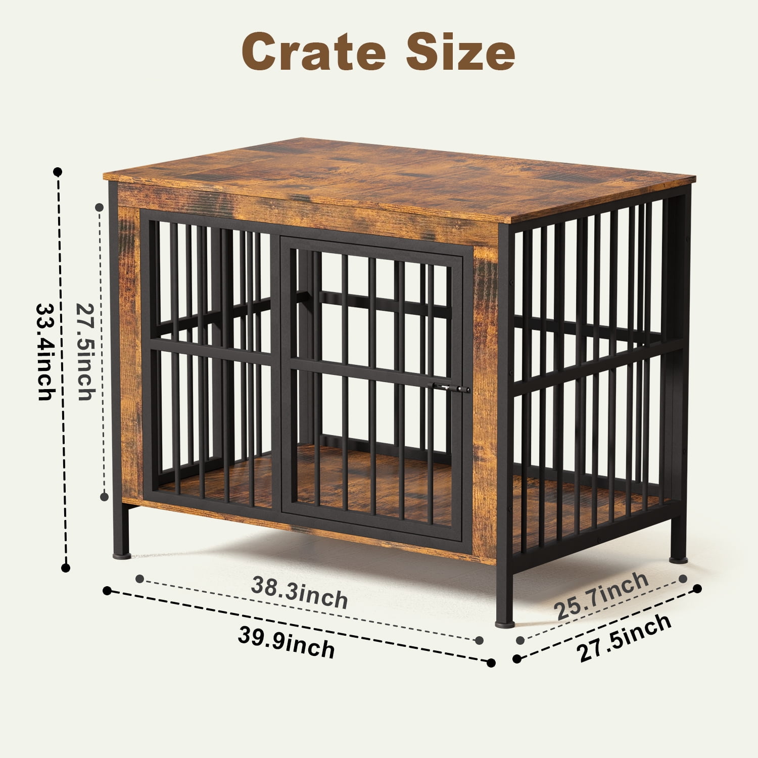 TIME RAY 39 Inch Dog Crate Furniture for Large Dog,Wood Dog Kennel Furniture Indoor with Removable Divider,Dog Cage Furniture as TV Stand,Brown