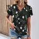 thumbnail image 2 of Tops de Algodón para Mujeres Cuello en V Moda Casual Manga Corta Primavera Verano Top para el Hogar Y Diario, 2 of 6