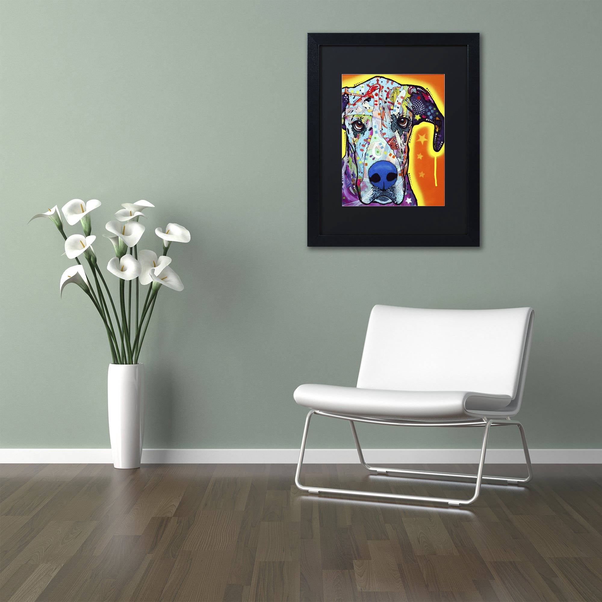 Trademark Fine Art "Great Dane" Canvas Art by Dean Russo, Black Matte, Black Frame