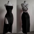 thumbnail image 2 of Sexy Backless Lace Up Long Dress Women Split Sleeveless Bodycon Party Club Evening Dresses High Street Female Suspender Robes, 2 of 8