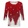 thumbnail image 4 of LEKWK Snowflake Tshirt Women Xmas Tree Crew Neck 3/4 Sleeve Tops Christmas Sparkle Shirts for Women Casual Glitter Christmas Shirts for Women, 4 of 5