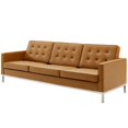 thumbnail image 3 of Tufted Armchair and Loveseat Sofa Set, Faux Leather, Silver Tan, Modern Contemporary Urban Design, Living Lounge Room Hotel Lobby Hospitality, 3 of 8