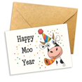 thumbnail image 1 of Tarjeta de felicitación Podagree Happy Moo Year, divertido diseño de vaca, 8 x 5.3, 1 of 7