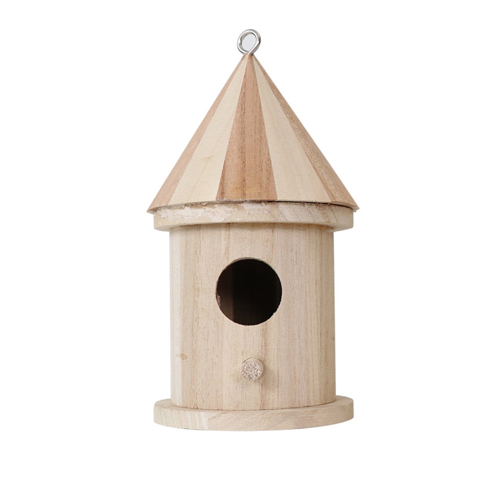 Wooden Bird House Birdhouse Hanging Nest Nesting Box With Hook Home Garden Z3K8 