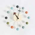 thumbnail image 2 of Fenteer Round Ball Wood Wall Clock Decorative Wall Clock No Ticking Wall Hanging Clock Mid Century for Kitchen Home Decor Clocks, Colorful Ball, 2 of 7