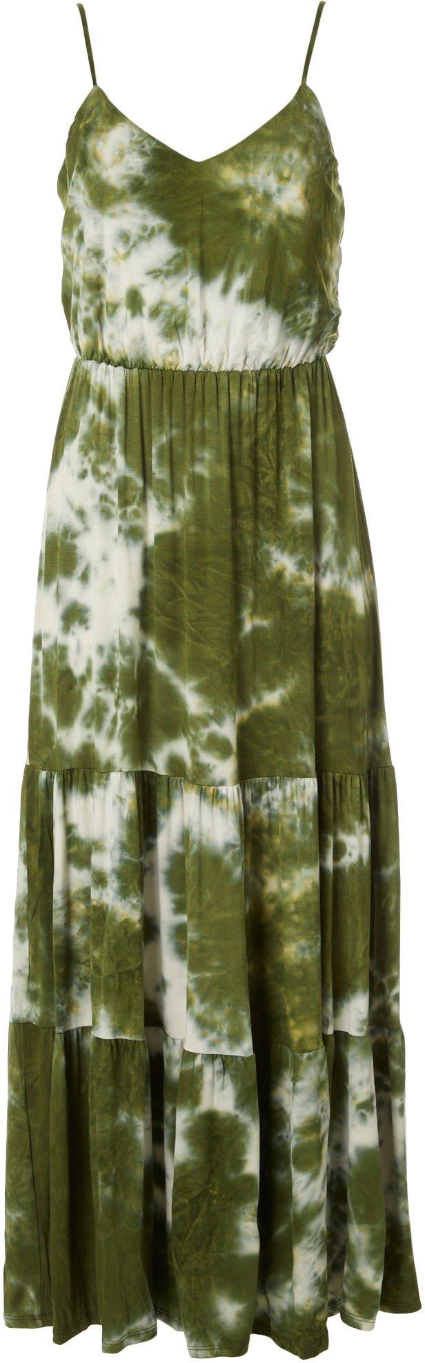 Favor Womens Tie Dye Tiered Maxi Dress 