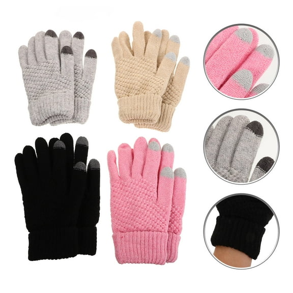 FUTUREORYY 4Pairs Womens Smart Phone Touch Screen Gloves Warm Knit Design for Outdoor Activities 8.2x4.4x0.9In