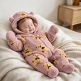 thumbnail image 6 of Maqroz Animal Print Boys Girls Fleece Jumpsuit Long Sleeve Hooded Romper Cute Cubby Graphic Loungewear with Zip, 6 of 8