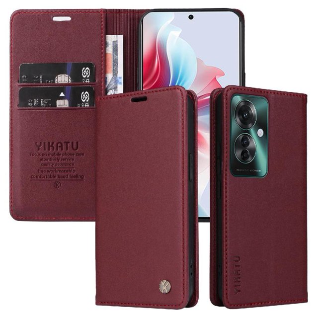 Funda para OPPO Reno 11F 5G Estuche de Cuero PU Tipo Cartera con Ranuras para Tarjetas y Cierre Magnético