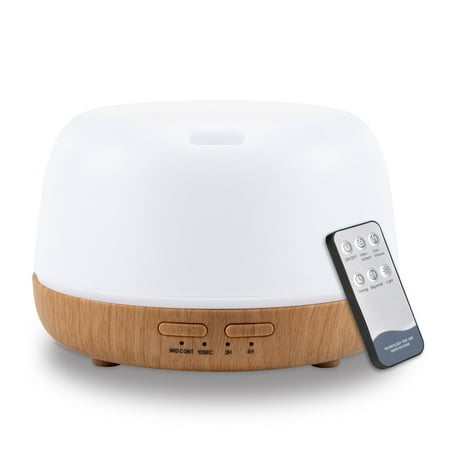 FVLOENG Essential Oils Aromatherapy Diffuser Mist Ultrasonic Vaporizer, 7 Colors Light ,Cool Mist Air Humidifiers for Large Room Home Bedroom Baby Office Car, with Remote Control ,300ml(White)