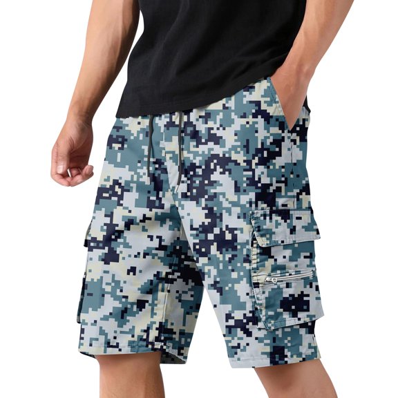 Hearthz Camo Mens Cargo Shorts Relaxed Fit Breathable Men's Running Athletic Shorts Hiking Camping Shorts Men with Zipper Pocket