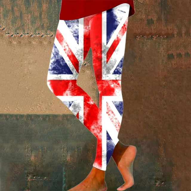 WILLBEST Pantalones de Yoga con Teñido Anudado Patriótico para Mujer, Leggings de Entrenamiento de Cintura Alta para El Día de La Independencia, Fitness de Verano Chica