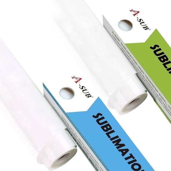 A-SUB  Sublimation HTV Vinyl Rolls, Matte Clear   Matte White, Mixed 2 Rolls, 12 inch X 10 ft Per Roll
