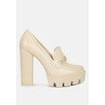 thumbnail image 3 of CORINNE Beige Chain Embellished Chunky Loafers, 3 of 8