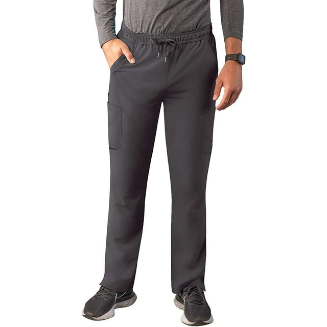 Adar Addition Scrubs for Men - Slim Leg Cargo Drawstring Scrub Pants - A6106 - Pewter - 2X