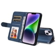 thumbnail image 6 of Allytech Slim Wallet Case for iPhone 15 Plus with Card Slots, Luxury PU Leather Magnetic Clasp Flip Wrist Shoulder Strap Kickstand Shockproof Protective Shell for Women Men - Blue, 6 of 9