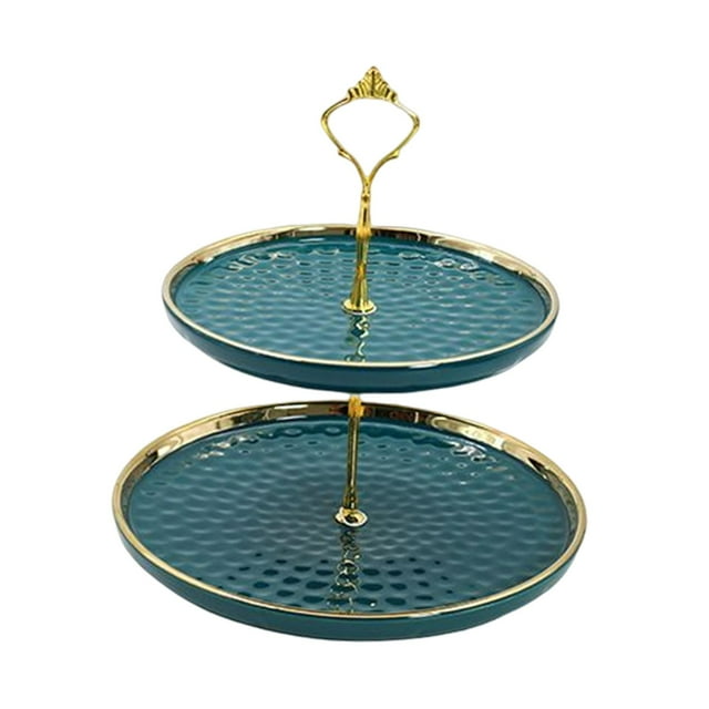 Soporte de magdalenas de 2 capas Yuyangstore Cerámica para postres y pasteles Verde