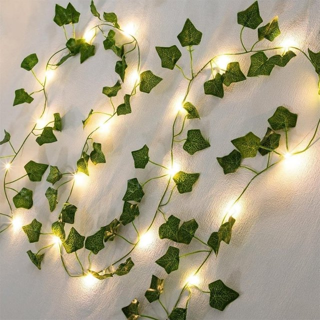 CUITING 100 LED Ivy String Lights 32.8ft Artificial Ivy Garland with Lights Hanging Greenery Leaf Plants for Home Kitchen Garden Office Wall Decor Wedding Party Decor