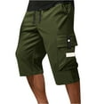thumbnail image 2 of BRDFRL Men's Below Knee Long Shorts Cargo Capri Lightweight Hiking 3/4 Multi Pockets Army Green 3XL, 2 of 4