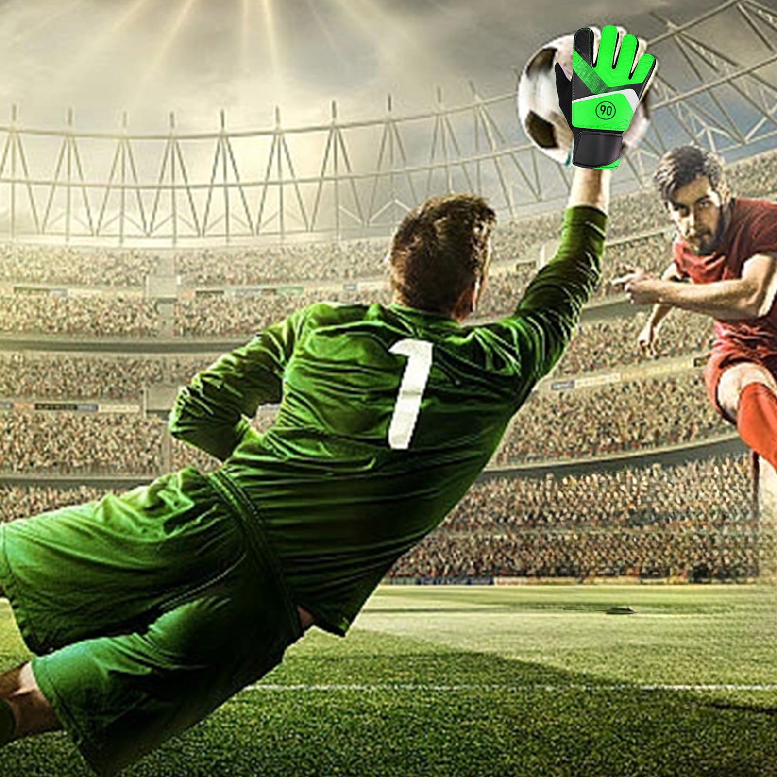 Children's Football Goalkeeper Gloves - Rubber Wallop-Proof Protection, Youth Soccer Goalie Gloves for Boys & Girls, Small/Medium/Large Sizes, Green or Blue